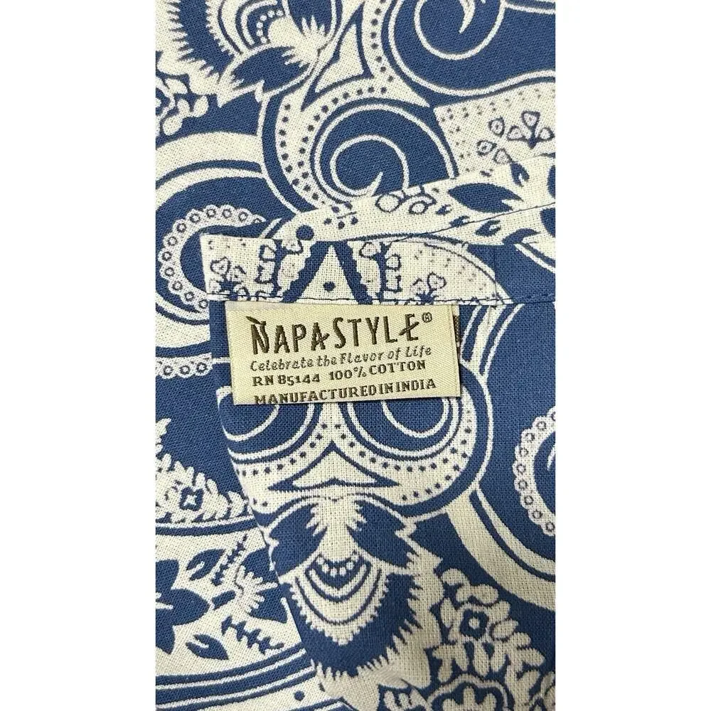 NapaStyle Oblong Tablecloth 60 x 104 Blue Medallion Michael Chiarello READ
